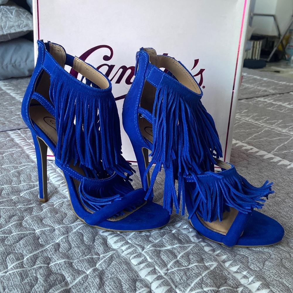 Candie’s Cobalt Blue Fringe Heels